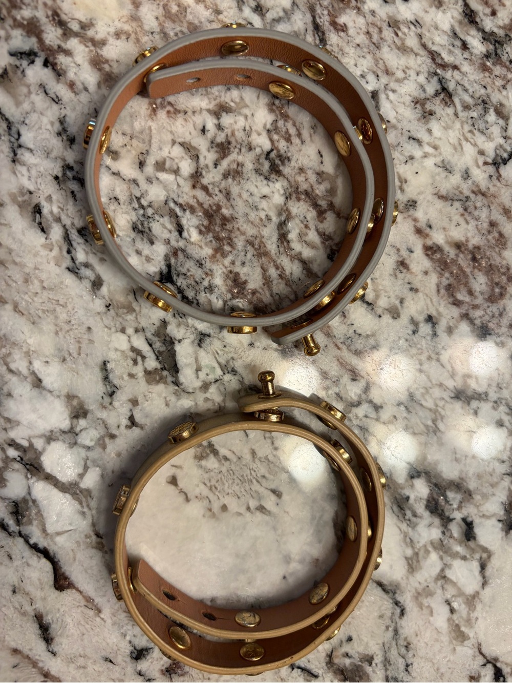 Tory Burch Silver and Gold Double Wrap Stud LOGO  Bracelet Set